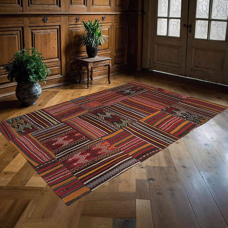 Patchwork Kilim Rug - 3' 11" x 7' 4" (47" x 88") - K0065636