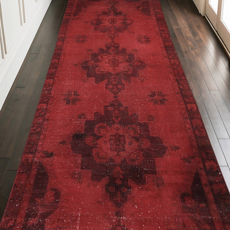 Over-dyed Vintage Hand-Knotted Turkish Rug - 4' 7" x 11' 4" (55" x 136") - K0065711