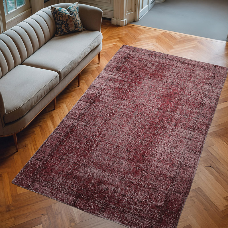 Over-dyed Vintage Hand-Knotted Turkish Rug - 5' 3" x 9' 1" (63" x 109") - K0065746