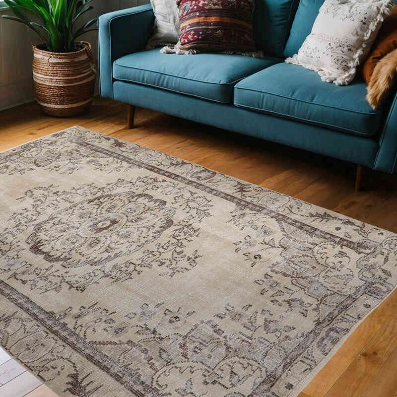 Alfombra Vintage Turca Anudada a Mano - 152 cm x 220 cm - K0065757