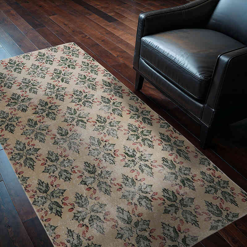 Vintage Turkish Hand-Knotted Rug - 3' 7" x 6' 5" (43" x 77") - K0065786