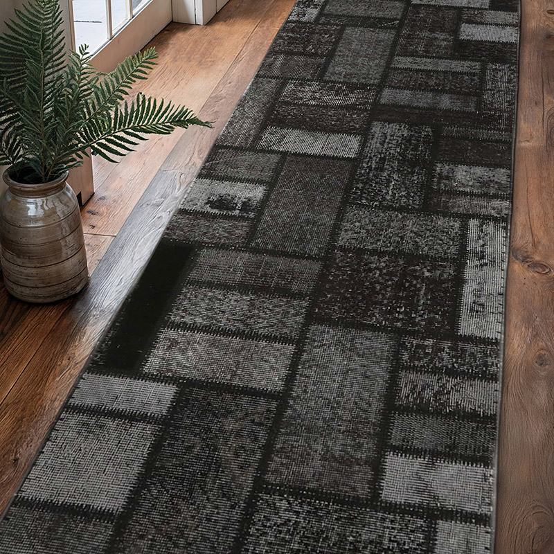 Patchwork Hand-Knotted Turkish Runner - 2' 8" x 9' 10" (32" x 118") - K0065795