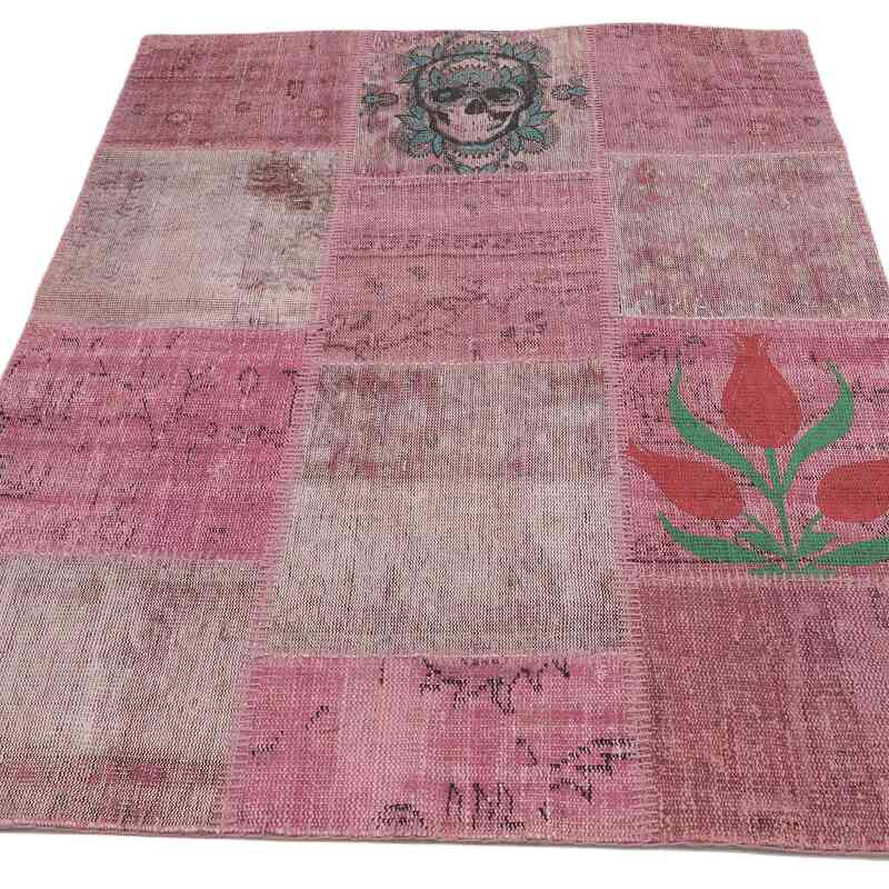 Patchwork Hand-Knotted Turkish Rug - 4'  x 5' 10" (48" x 70") - K0065812