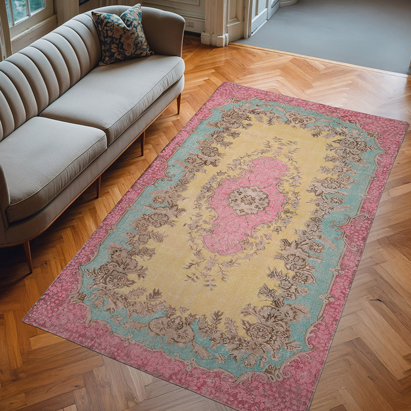 Over-dyed Vintage Hand-Knotted Turkish Rug - 5' 3" x 9' 2" (63" x 110") - K0065848