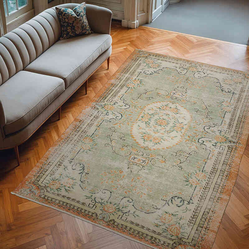 Alfombra Vintage Turca Anudada a Mano - 198 cm x 296 cm - K0065998