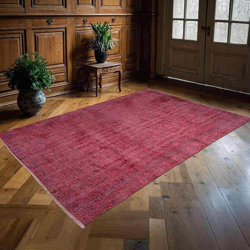 Over-dyed Vintage Hand-Knotted Turkish Rug - 5' 3" x 7' 8" (63" x 92") - K0066089