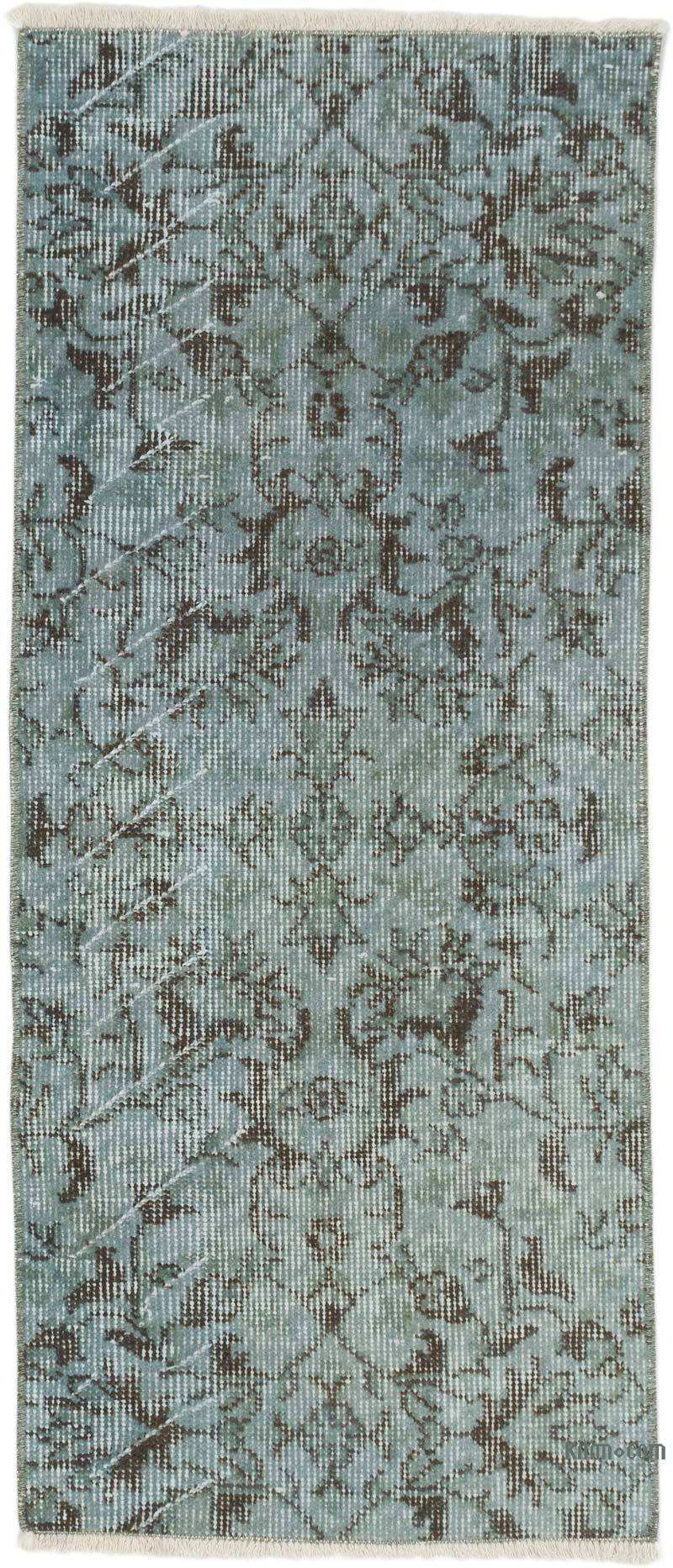 Over-dyed Vintage Hand-Knotted Turkish Runner - 1' 7" x 3' 8" (19" x 44") - K0066197