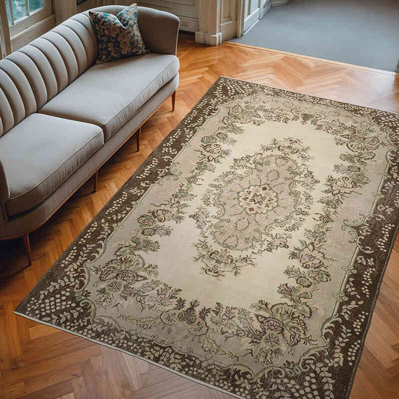 Alfombra Vintage Turca Anudada a Mano - 206 cm x 311 cm - K0066299