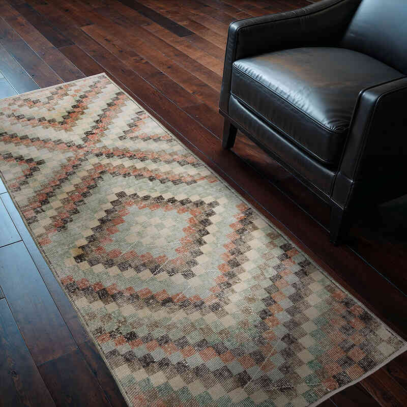 Alfombra Vintage Turca Anudada a Mano - 94 cm x 204 cm - K0066325
