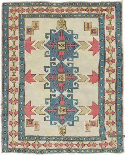 Vintage Turkish Hand-Knotted Rug - 6' 4" x 7' 7" (76" x 91")