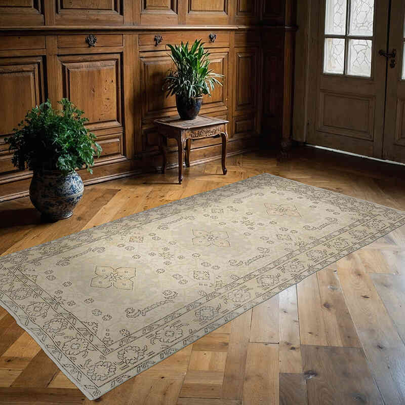 Vintage Turkish Hand-Knotted Rug - 4' 1" x 7' 9" (49" x 93") - K0066615