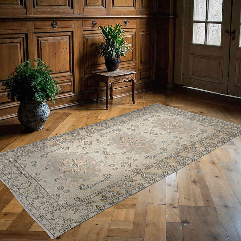Vintage Turkish Hand-Knotted Rug - 4'  x 7' 5" (48" x 89") - K0066636