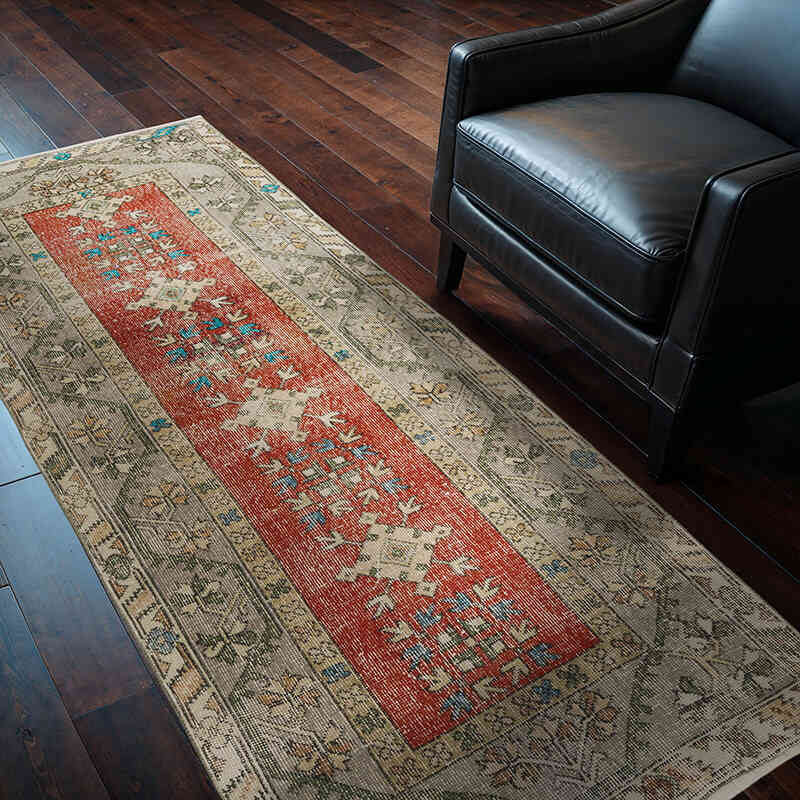 El Dokuma Vintage Halı - 100 cm x 218 cm - K0066650