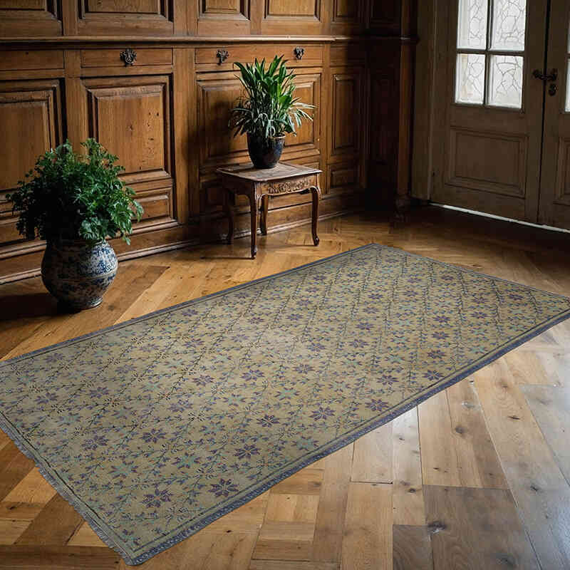 Alfombra Vintage Turca Anudada a Mano - 139 cm x 259 cm - K0066669