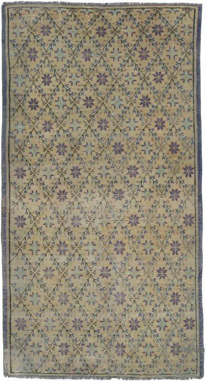 Vintage Turkish Hand-Knotted Rug - 4' 7" x 8' 6" (55" x 102")
