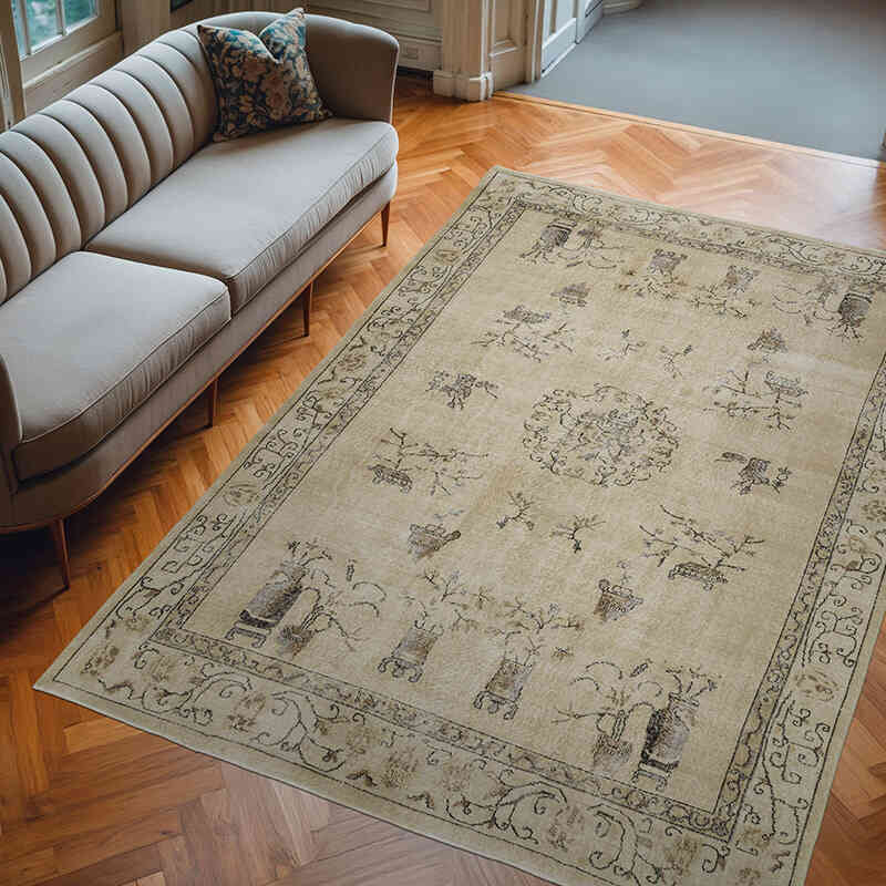 Vintage Turkish Hand-Knotted Rug - 7'  x 9' 11" (84" x 119") - K0066672