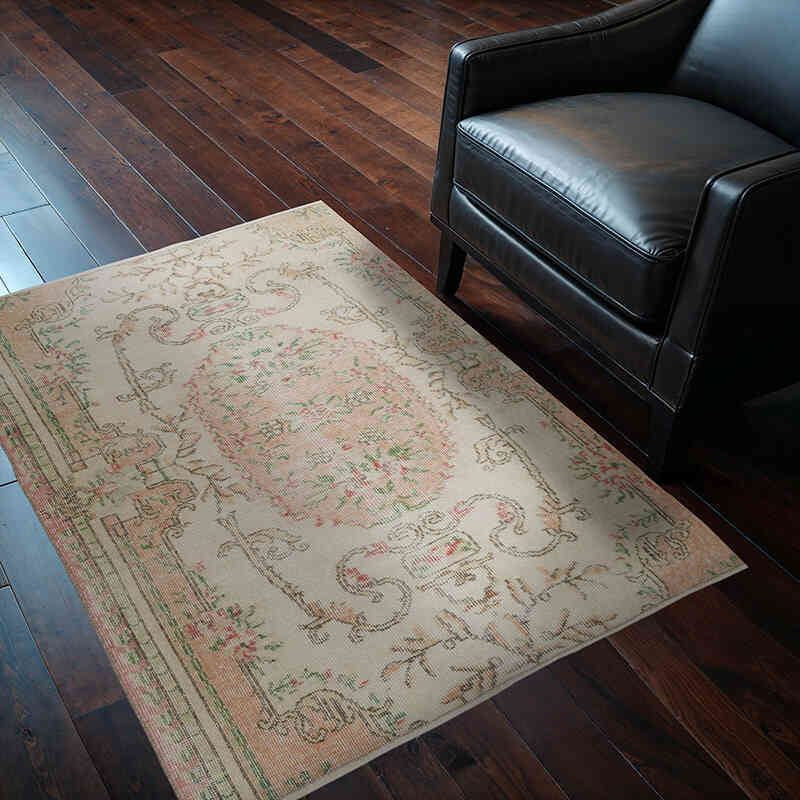 Alfombra Vintage Turca Anudada a Mano - 120 cm x 140 cm - K0066786