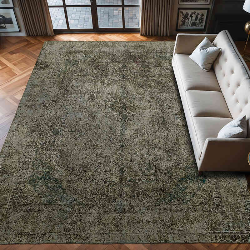 Over-dyed Vintage Hand-Knotted Oriental Rug - 9' 8" x 12' 8" (116" x 152") - K0067332