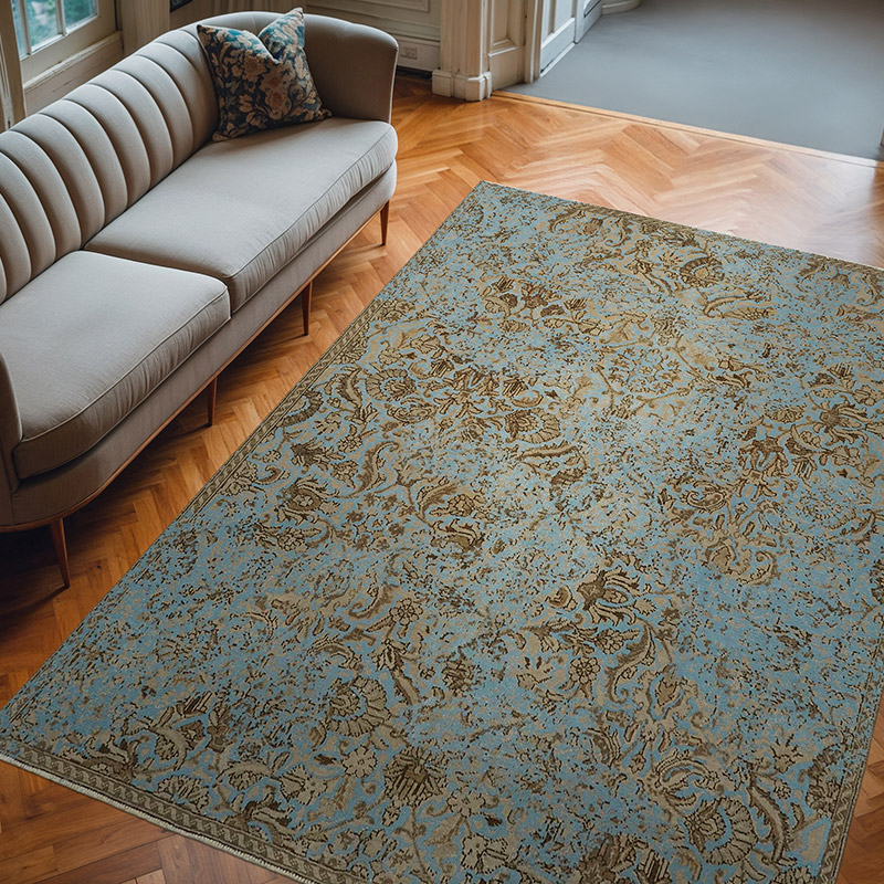 Over-dyed Vintage Hand-Knotted Oriental Rug - 6' 8" x 8' 11" (80" x 107") - K0067344