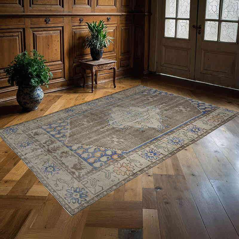 Alfombra Vintage Turca Anudada a Mano - 153 cm x 230 cm - K0067382