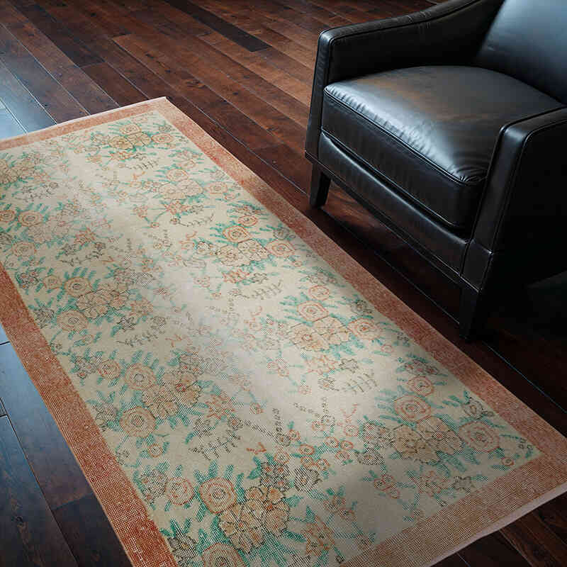Alfombra Vintage Turca Anudada a Mano - 106 cm x 193 cm - K0067441
