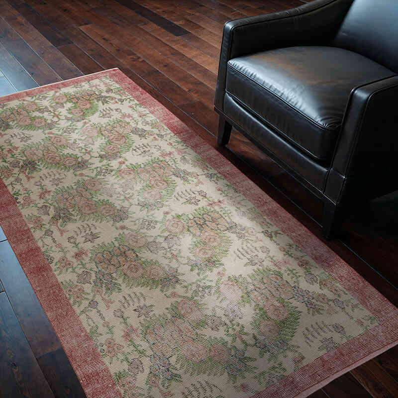 Vintage Turkish Hand-Knotted Rug - 3' 7" x 6' 5" (43" x 77") - K0067479