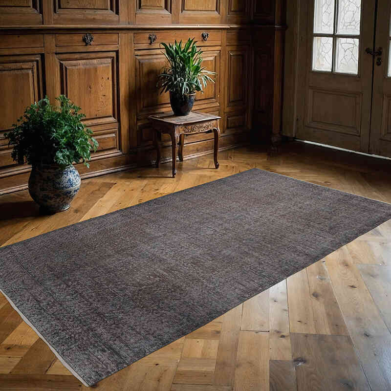 Over-dyed Vintage Hand-Knotted Turkish Rug - 4' 4" x 8'  (52" x 96") - K0067492