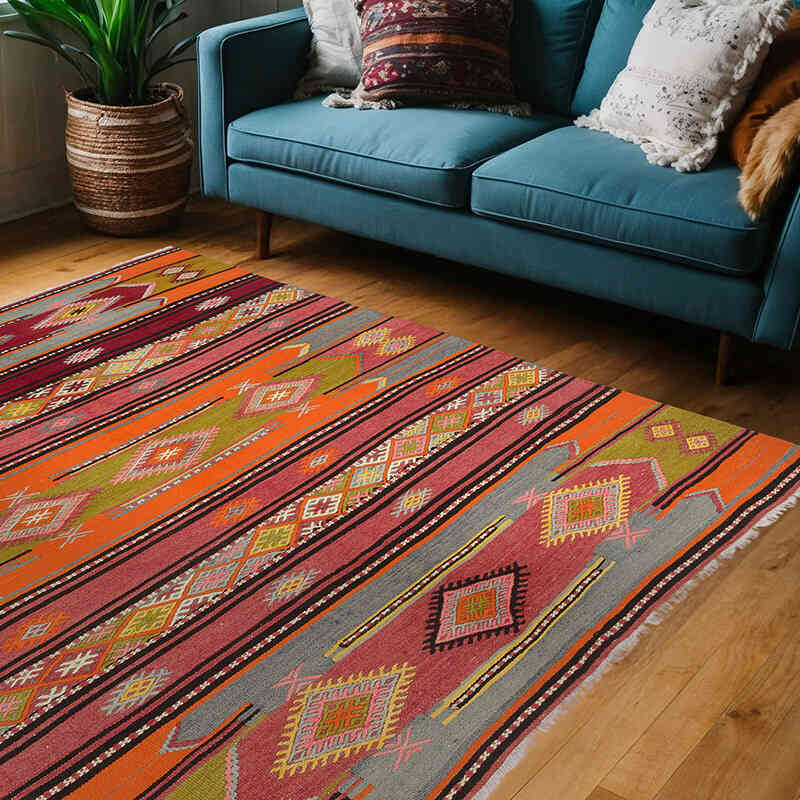 Vintage Sivas Kilim Rug - 5' 1" x 6' 8" (61" x 80") - K0067592