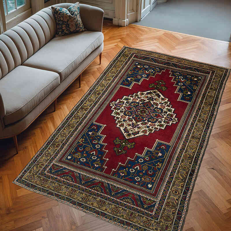 Vintage Turkish Hand-Knotted Rug - 6' 1" x 10' 1" (73" x 121") - K0067775