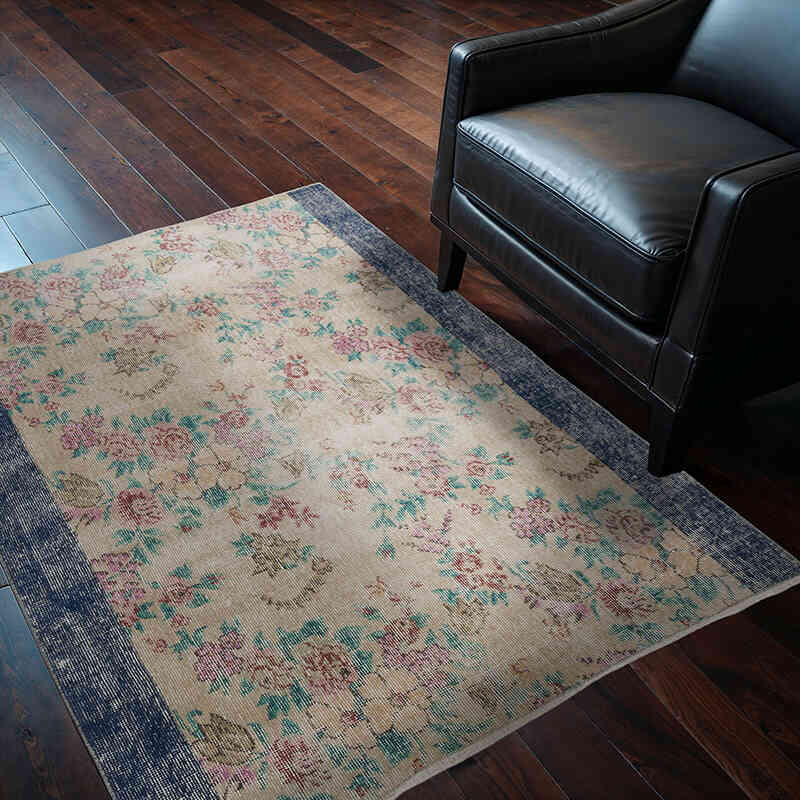 Alfombra Vintage Turca Anudada a Mano - 114 cm x 155 cm - K0067878