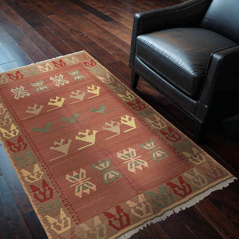 New Handwoven Turkish Kilim Rug - 4' 2" x 5' 9" (50" x 69") - K0068242