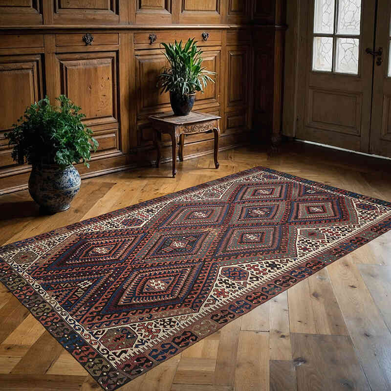 Vintage Fethiye Kilim Rug - 5'  x 8' 6" (60" x 102") - K0068255