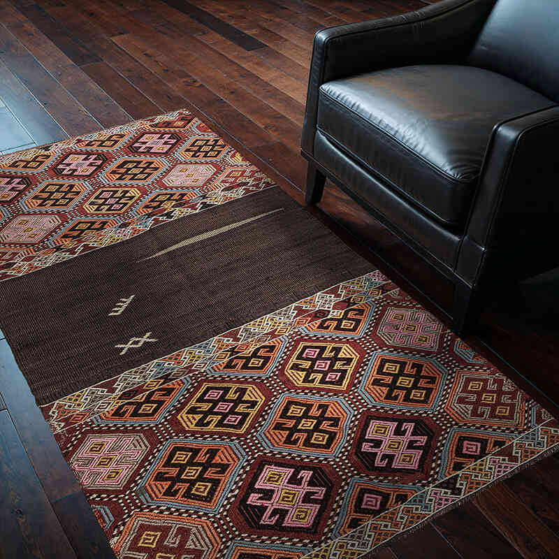 Vintage Bayburt Kilim Rug - 3' 7" x 5' 11" (43" x 71") - K0068269