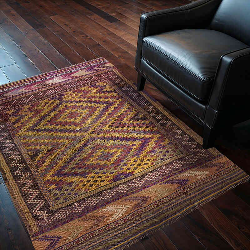 Vintage Fethiye Jijim Rug - 3' 10" x 5' 3" (46" x 63") - K0068271
