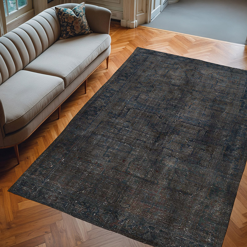 Alfombra Oriental Vintage Teñida a Mano Sobretintada - 218 cm x 315 cm - K0068331