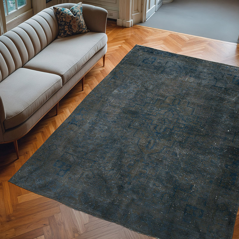 Overdyed Vintage El Dokuma Oryantal Halı - 223 cm x 297 cm - K0068336