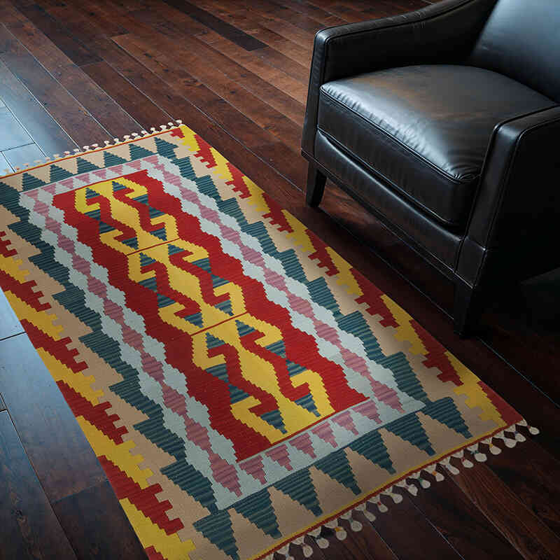New Kayseri Kilim Rug - 3' 7" x 5' 7" (43" x 67") - K0068421