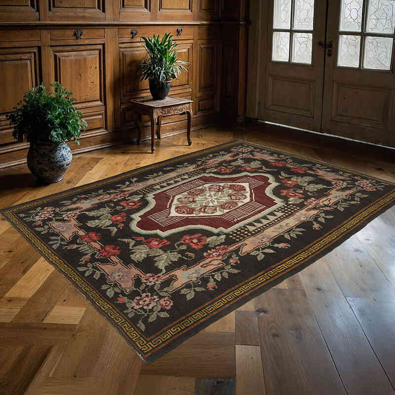 Vintage Handwoven Moldovan Kilim Rug - 5' 8" x 7' 10" (68" x 94") - K0068445