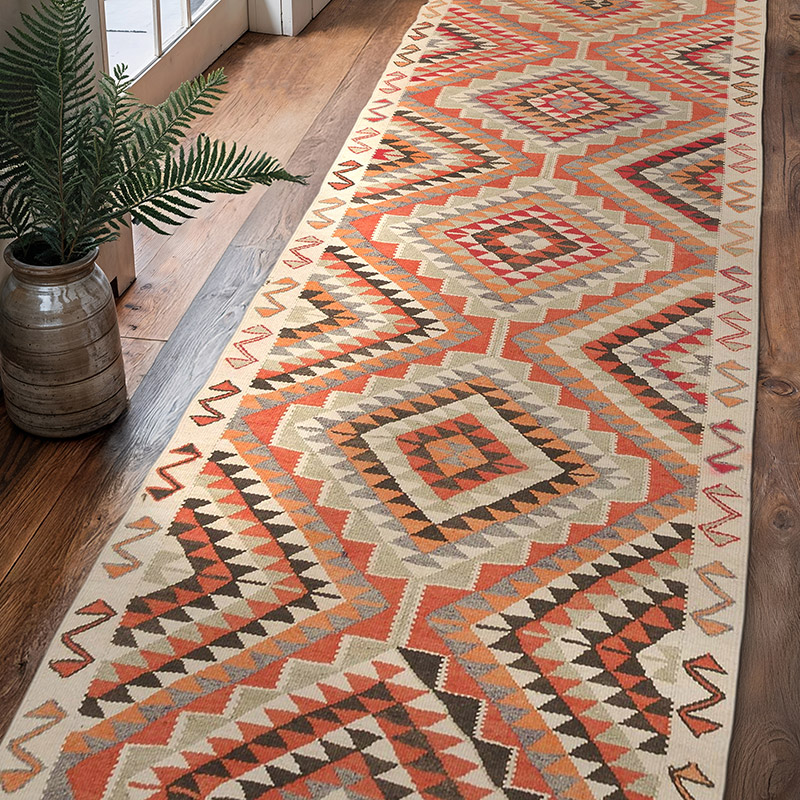 Alfombra Kilim Tribal Vintage - 99 cm x 309 cm - K0068885