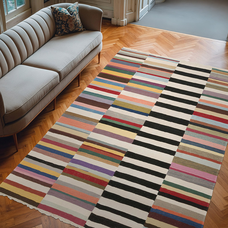 New Handwoven Turkish Kilim Rug - 6' 11" x 9' 9" (83" x 117") - K0069025