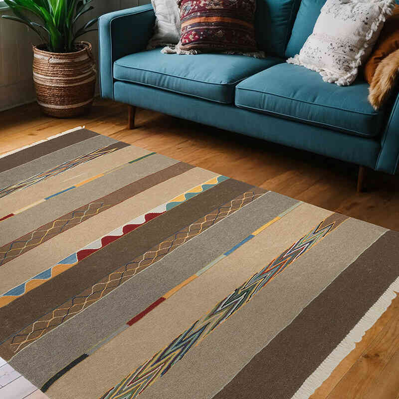 New Handwoven Turkish Kilim Rug - 5' 1" x 7' 1" (61" x 85") - K0069027