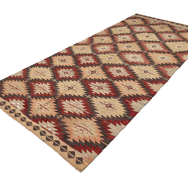 Vintage Afyon Kilim Rug - 4' 9" x 10' 4" (57" x 124") - K0069063