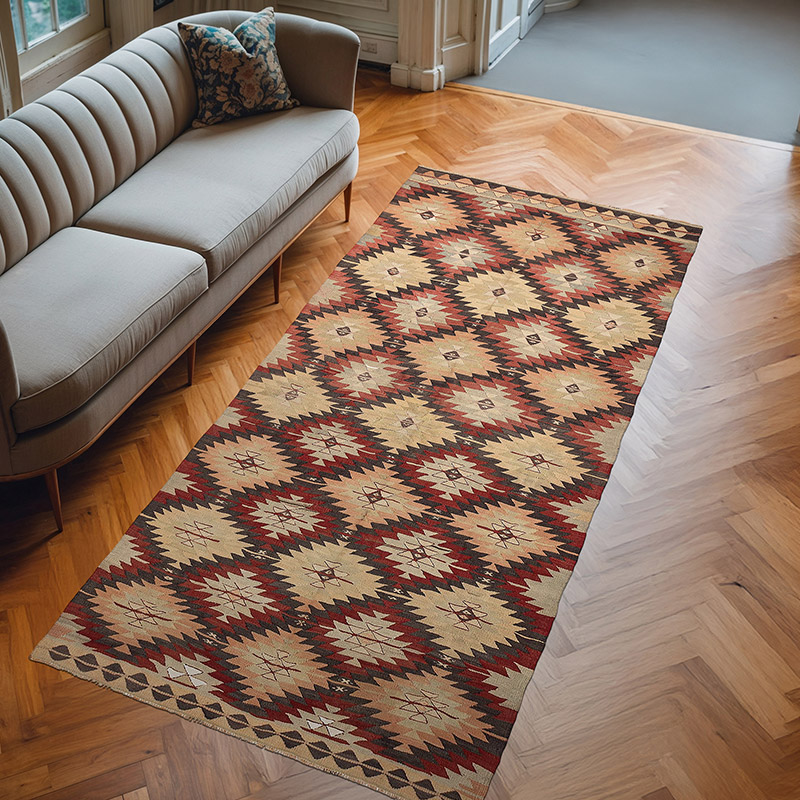 Vintage Afyon Kilim Rug - 4' 9" x 10' 4" (57" x 124") - K0069063