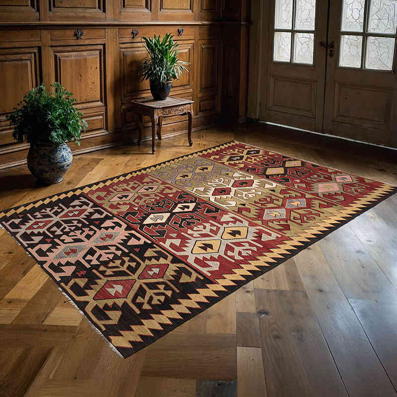 Vintage Konya Kilim Rug - 5' 9" x 8' 2" (69" x 98") - K0069072