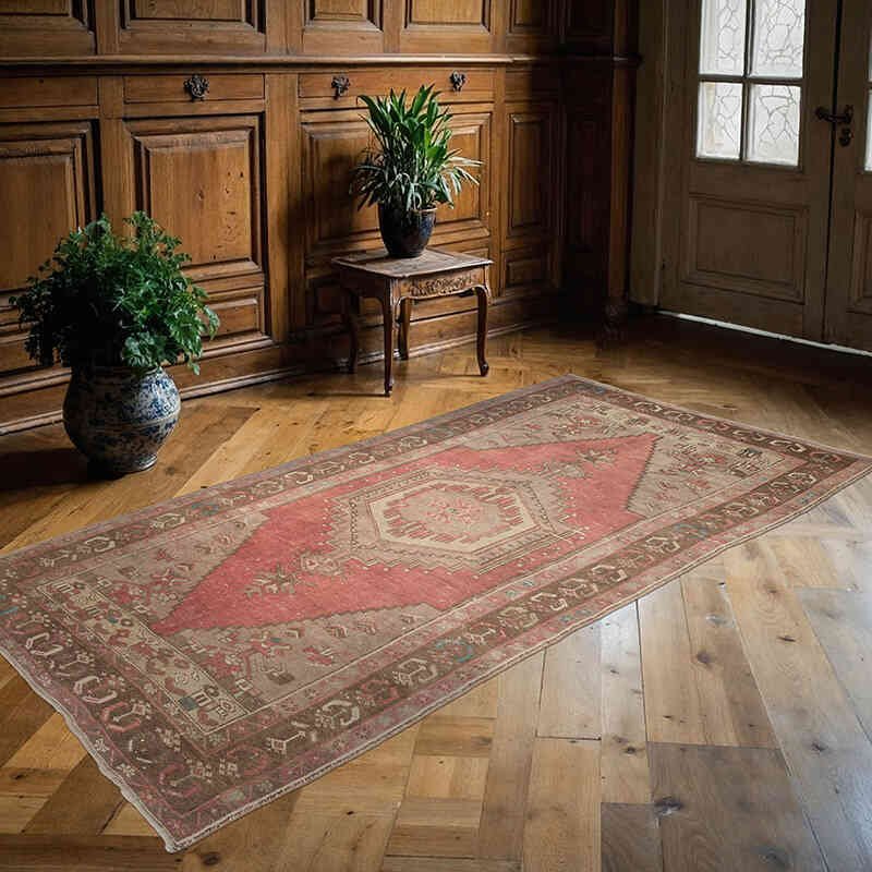 Alfombra Vintage Turca Anudada a Mano - 135 cm x 267 cm - K0069385