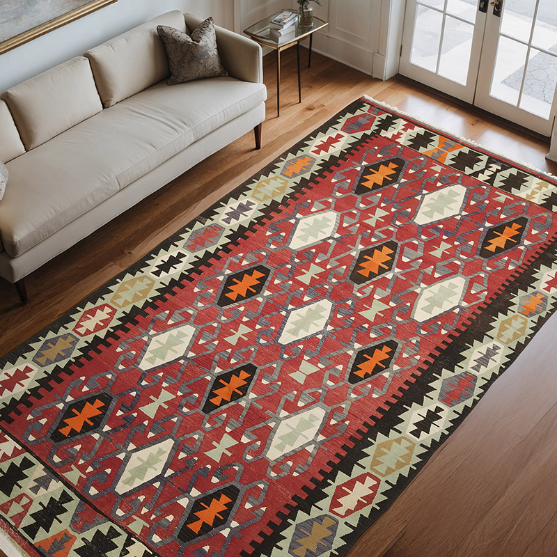 Vintage Denizli Kilim Rug - 6' 3" x 10' 11" (75" x 131") - K0069403
