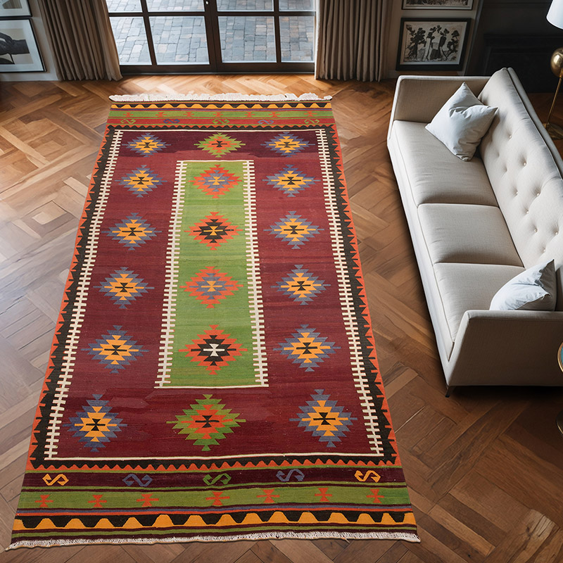 Alfombra Vintage Manisa Kilim - 184 cm x 374 cm - K0069405