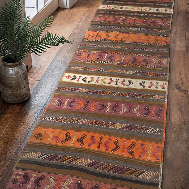 Vintage Malatya Kilim Runner - 2' 7" x 10' 9" (31" x 129") - K0069430