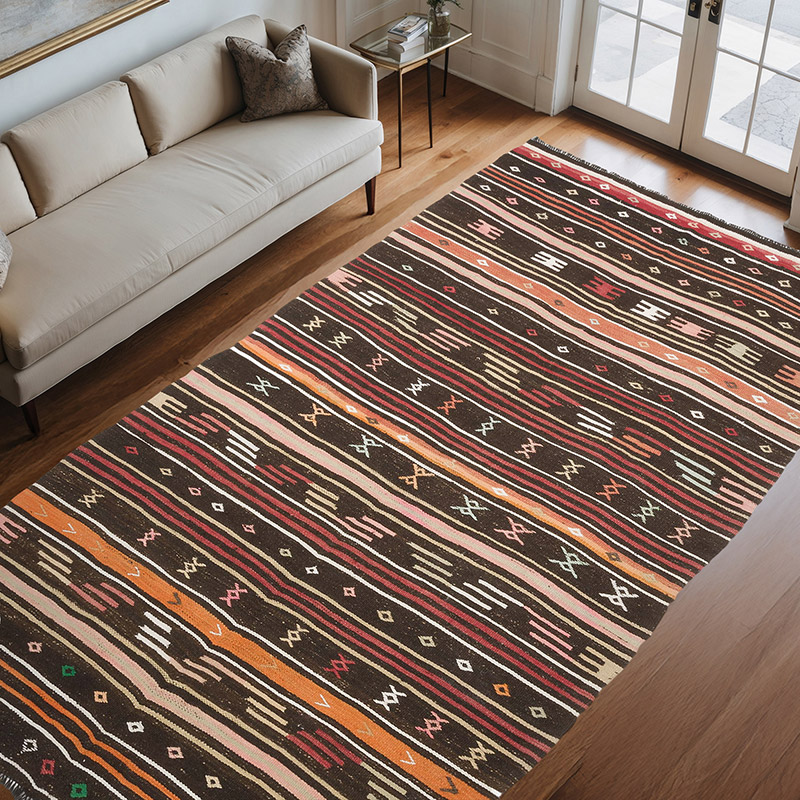 Vintage Anatolian Kilim Rug - 6' 1" x 10' 10" (73" x 130") - K0069467