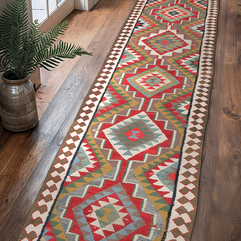 Vintage Tribal Kilim Runner - 3' 3" x 12' 2" (39" x 146") - K0069491